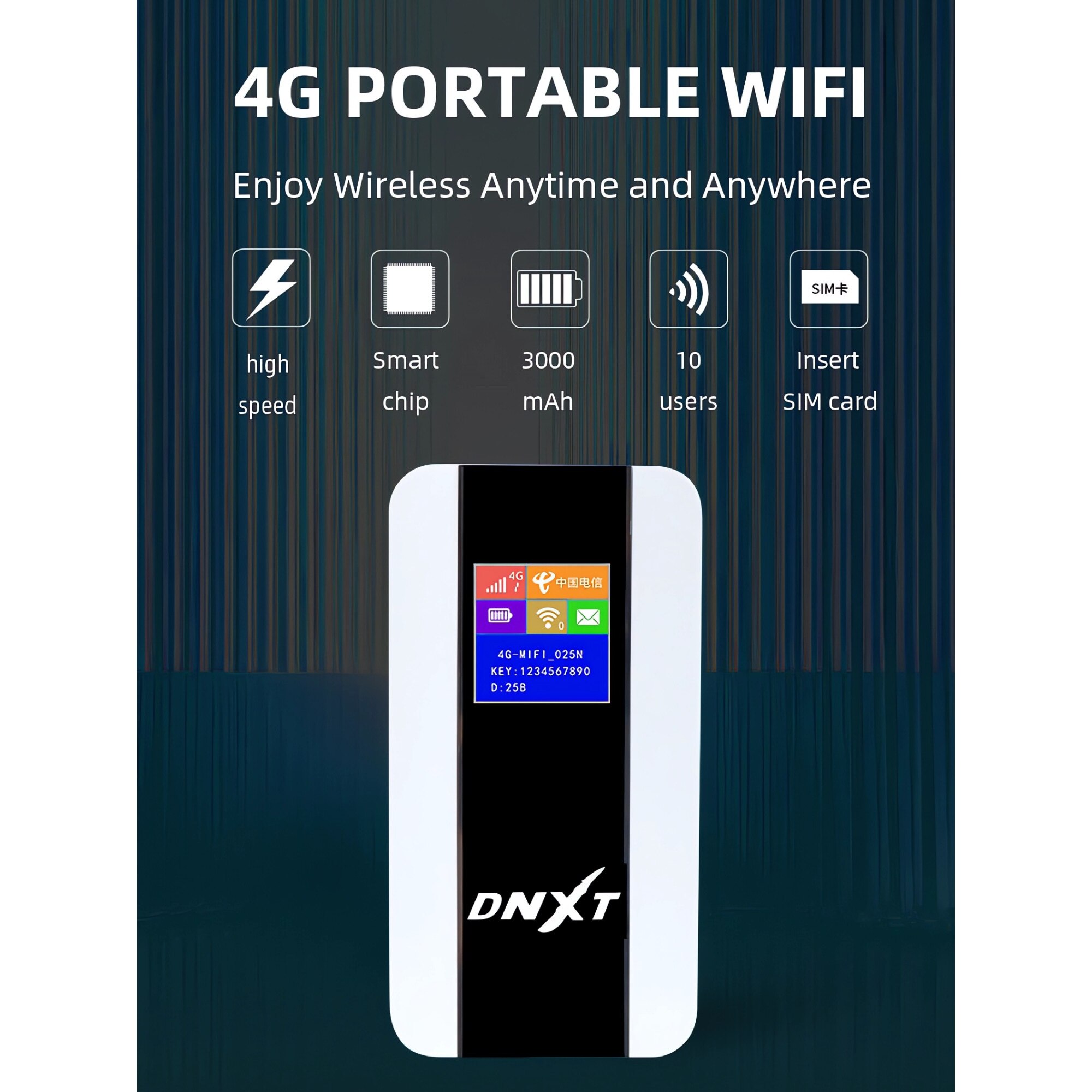 Router portabil DNXT M10-E, LCD, Router 4G, Slot SIM, 3000mAh, Alb ...