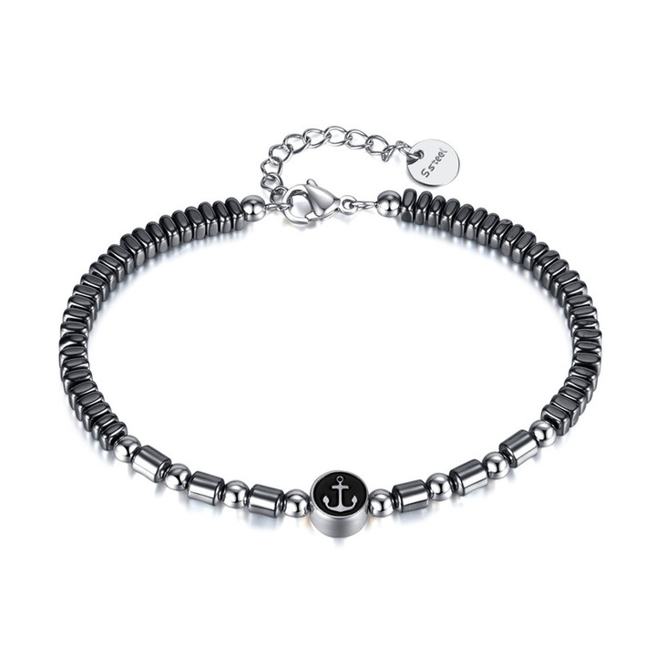 Bratara barbati, Otel titan, Argintiu, 10x10x10cm