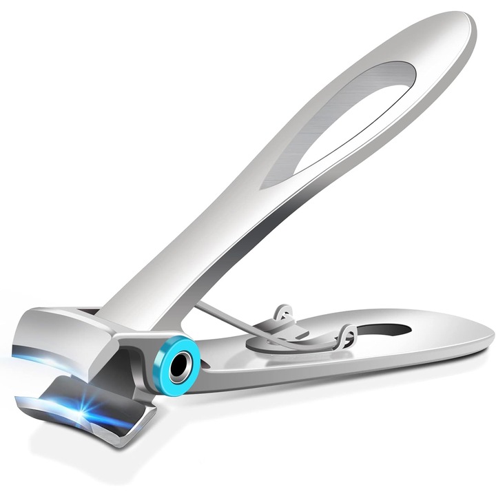 XXL пила за нокти от неръждаема стомана с магнитно затваряне, 17 mm широк отвор, остро острие, ергономичен дизайн, за дебели нокти, маникюр, педикюр, домашни любимци - сребро