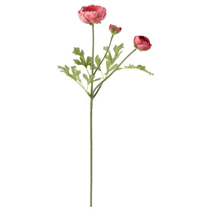 Floare artificiala, interior/exterior, Ranunculus, Roz inchis, 52 cm