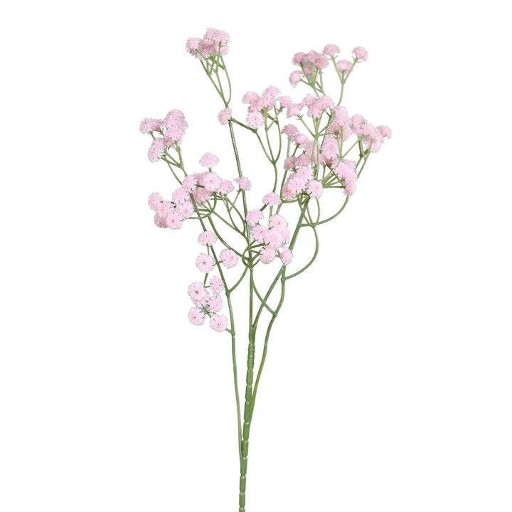 Crenguta de Gypsophila artificiala, culoare roz, inaltime 63 cm