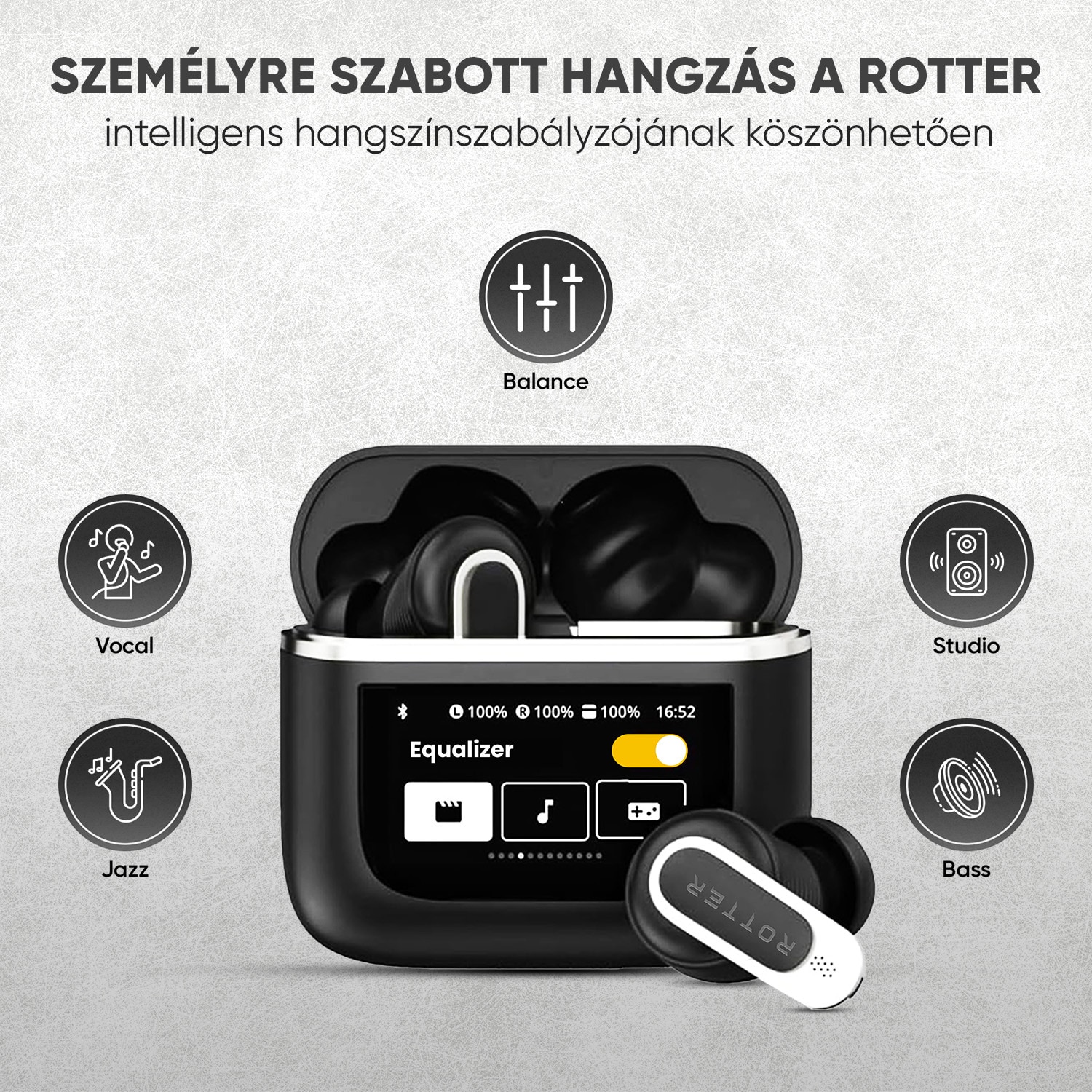 Vezeték Nélküli Bluetooth ROTTER® Fülhallgató, Érintőképernyő, Fejlett ...
