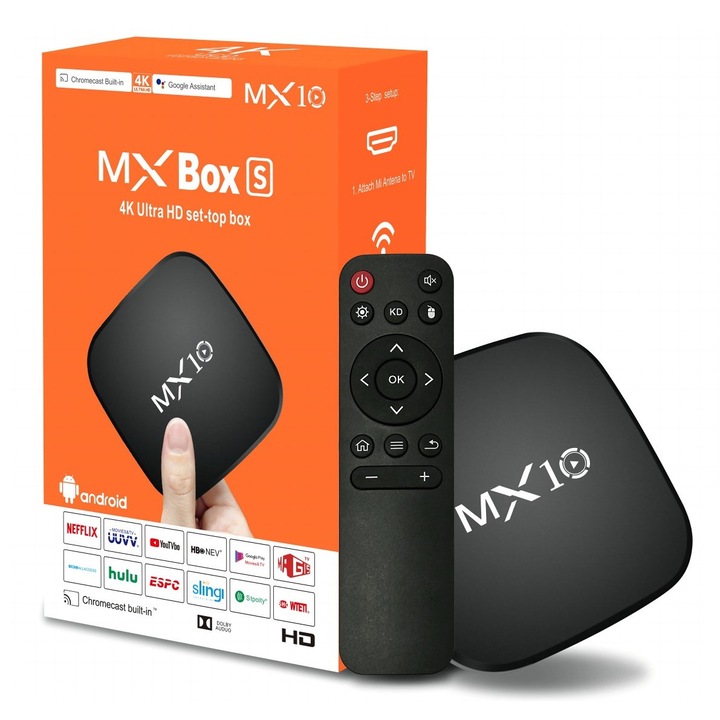 Плейър Smart TV Box Mini PC EXCITAT® MX10, 4K HDR, Quad-core, Android 7.1, 2GB + 16GB ROM, WiFi, HDMI, Youtube, Черен