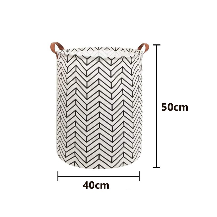 Сгъваема кошница за съхранение на играчки, NUODWELL, дизайн на дръжката, водоустойчива, 80 л, за съхранение на детски играчки, дрехи, офис отпадъци и семейни вещи, полиестер, бяло/черно