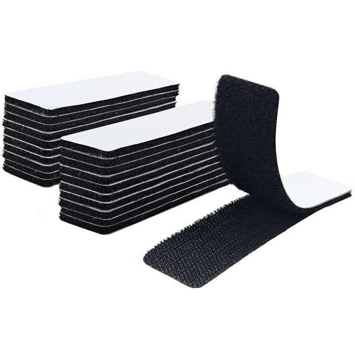 Лента Axroad Mall, 20 броя, за многократна употреба, силна адхезия, устойчива на износване, лесна за употреба, за дома, Направи си сам, офиса, училище и шиене, найлон, 3 × 10 см, черно/бяло
