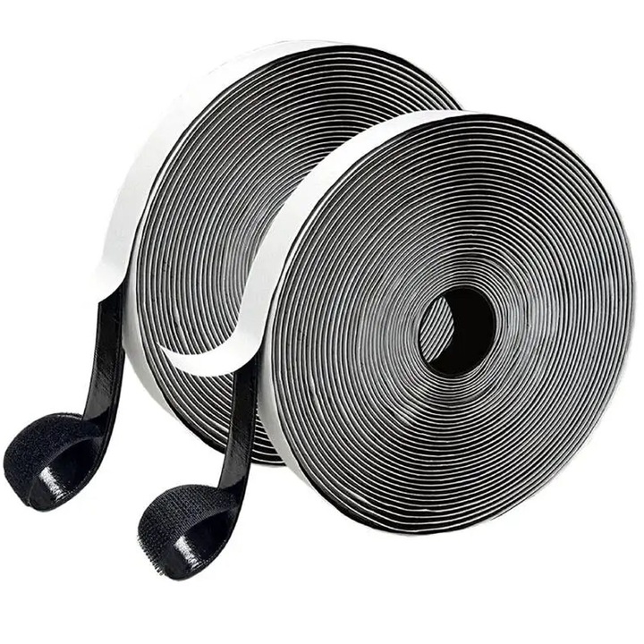 Комплект фиксиращи ленти с двойно заключване Axroad Mall, 2 броя, за многократна употреба, силна адхезия, устойчива на износване, лесна за използване, за дома, за дома, за дома, за училище и за шиене, найлон, 20 mm × 5 m, черно/бяло