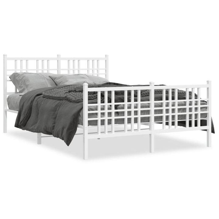 vidaXL fehér fém ágykeret fej- és lábtámlával 140x200 cm 25.65 kg 376392