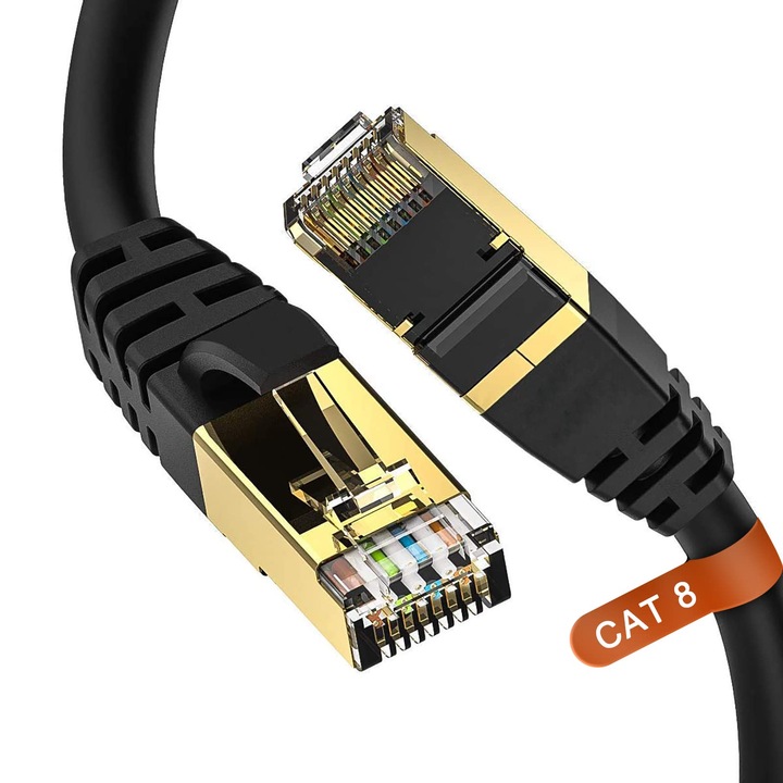 Cat8 Ethernet кабел, външен/вътрешен, 5M, 26AWG, 2000MHz, позлатени RJ45 конектори
