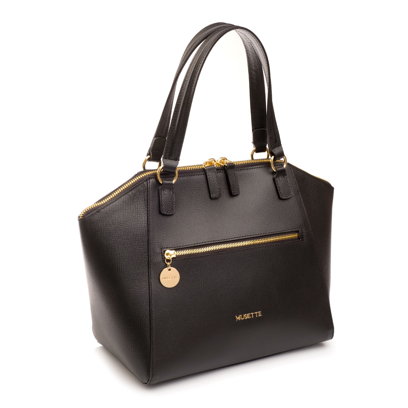 Geanta dama, Musette, Miruna, Piele naturala, negru, 35 x 17 x 26 cm ...