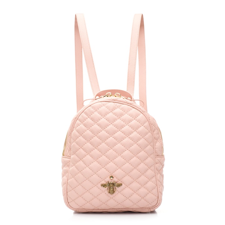 Geanta dama, Musette RIMINI PM MATLASAT, Piele naturala, 40 x 30.5 x 13, Nude, 22 x 8 x 25 cm