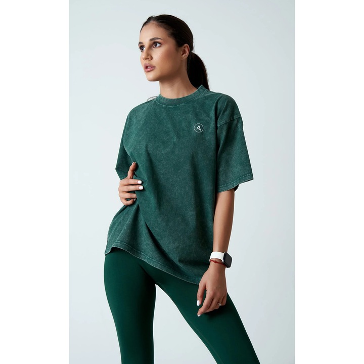 Tricou Vintage Oversized, Verde