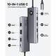 Адаптер USB-C 10 в 1, URWANDER®, докинг станция с HDMI 4K, VGA, 3 USB порта, PD 100W, SD&TF, 3,5 mm аудио, Gigabit Ethernet Type C Multiport Adapter за Windows Mac
