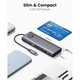 Адаптер USB-C 10 в 1, URWANDER®, докинг станция с HDMI 4K, VGA, 3 USB порта, PD 100W, SD&TF, 3,5 mm аудио, Gigabit Ethernet Type C Multiport Adapter за Windows Mac