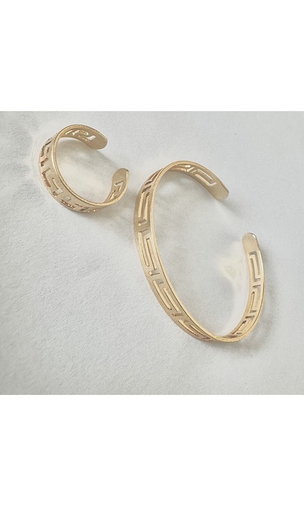 Set bratara si inel otel inoxidabil Gold- unisex