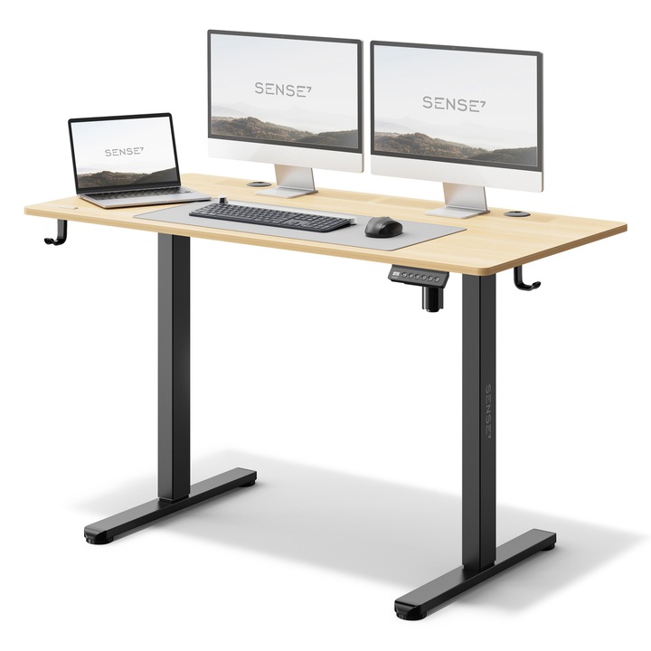 Birou Electric Reglabil pe Inaltime 120x60cm SENSE7 Nojo, 120x60cm, 72-118cm -Negru Pin