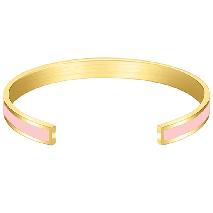 Bratara tip Bangle fixa, model roz, otel inoxidabil, prindere cu magnet, placata cu aur 18K, Tessero, auriu