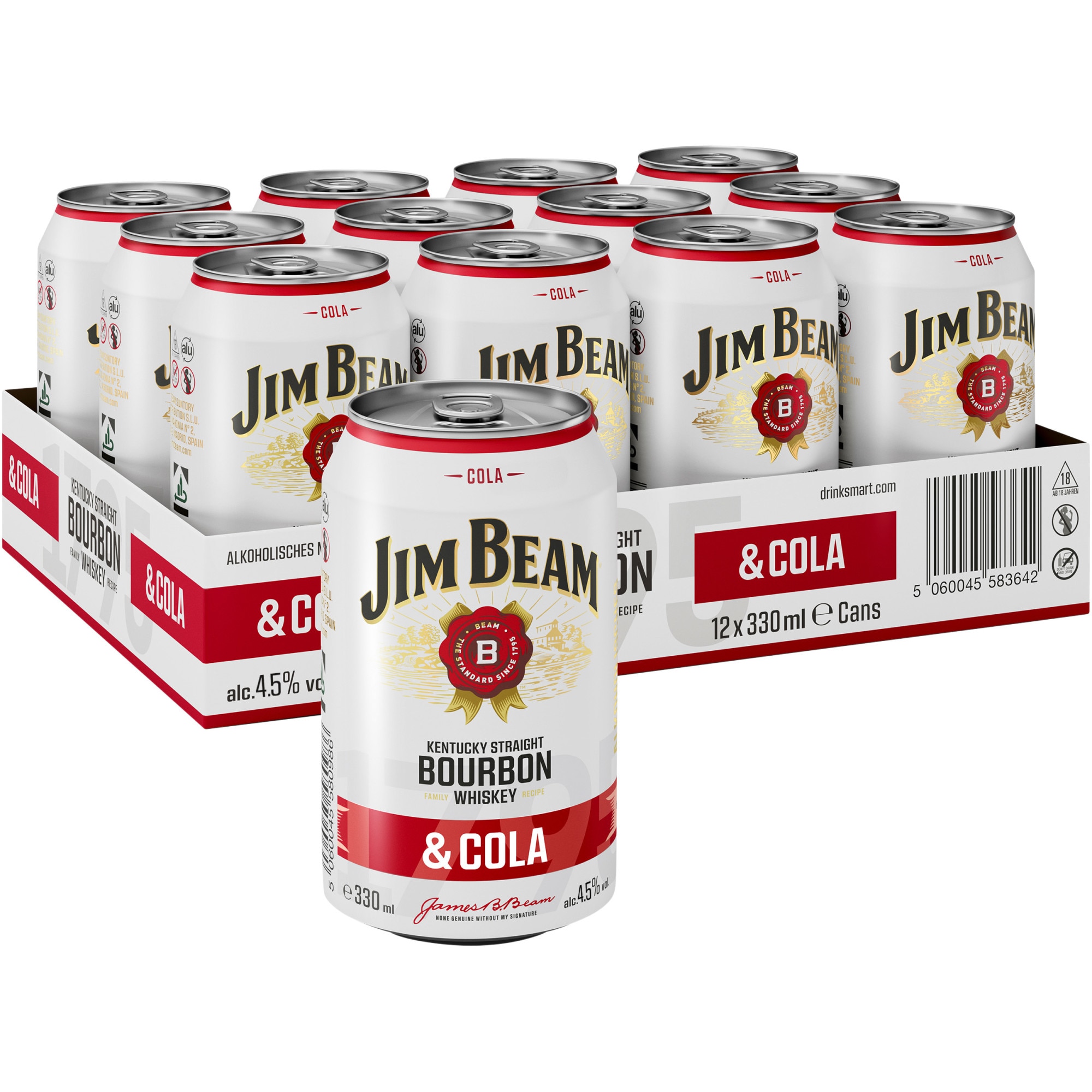 Whisky Jim Beam White cu aroma de Cola, 4.5%, Doza, 12 x 0.33l