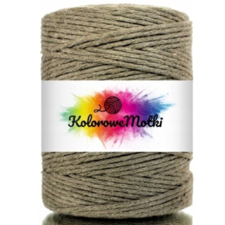 Snur pentru macrame, KoloroweMotki, 265, Torsadat simplu, Bumbac 100%, 150mm x 2mm, Kaki