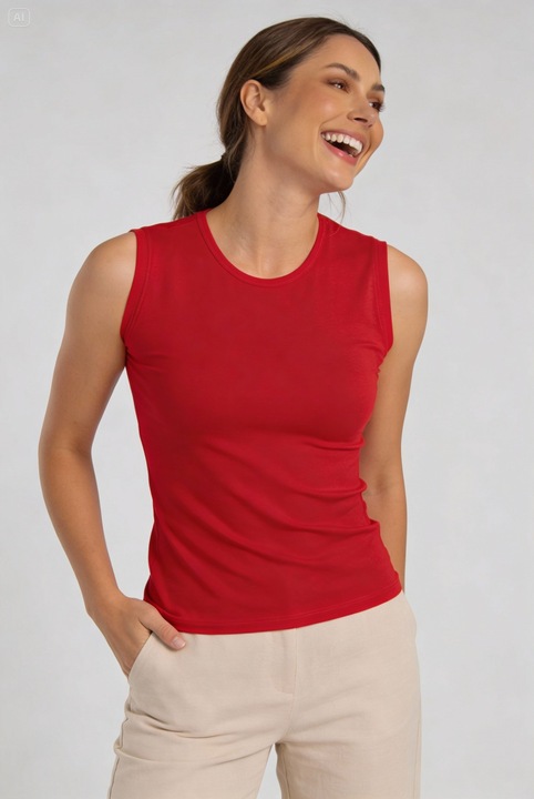 Tricou fara maneci, Arancia, Viscoza, Rosu