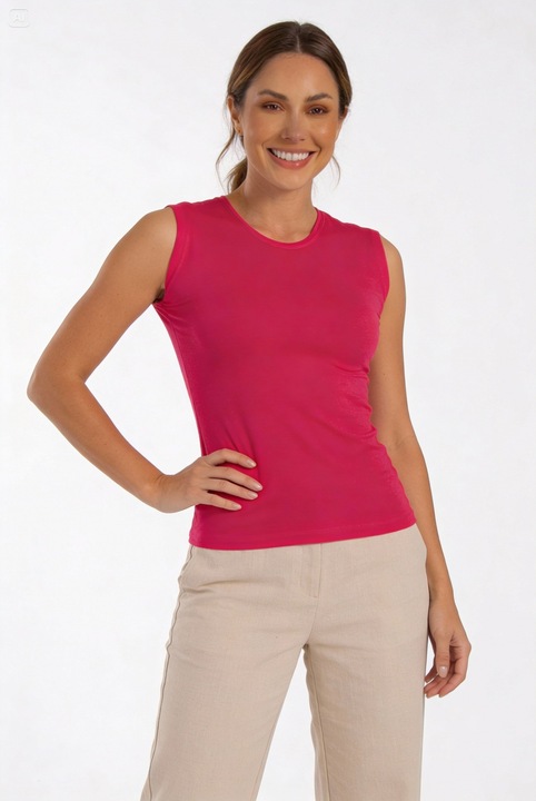 Tricou fara maneci, Arancia, Viscoza, Fucsia