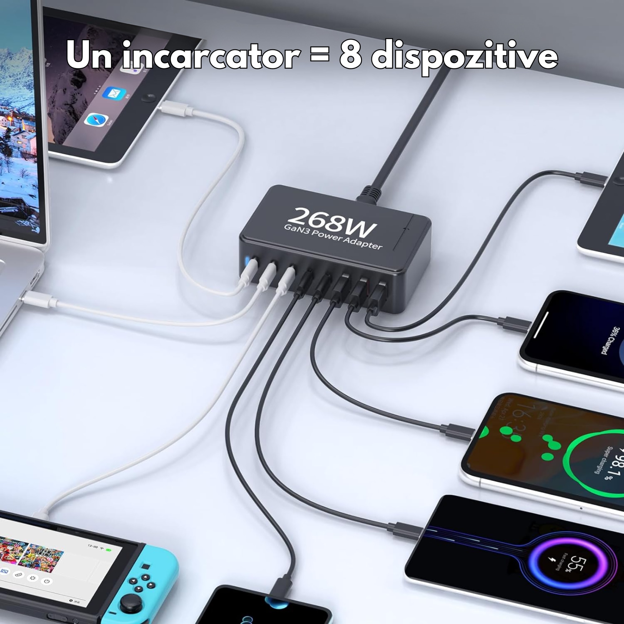 6 Port Fast GaN 200W Multi USB-C Wall Charger Quick Charging QC PD Type C USB AU | Australia