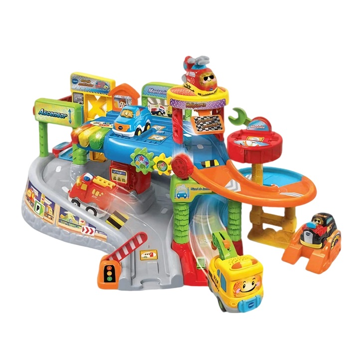 Jucarie Interactiva Vtech Atelier mecanic cu piese si niveluri diferite cu lumini, voci, cantece limba spaniola si sunete distractive