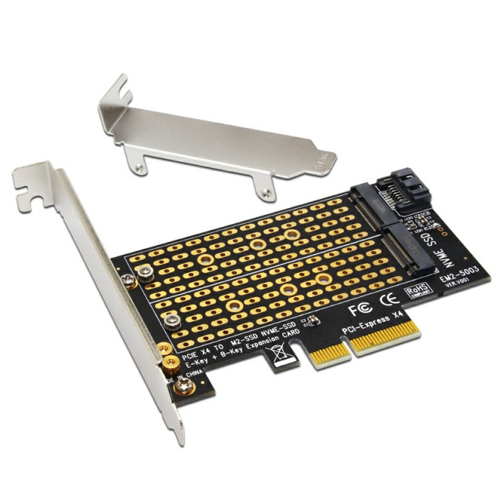HDD адаптер, M.2 PCIe/SATA, JESWO®, PCIe x4, За 2280/2260/2242/2230