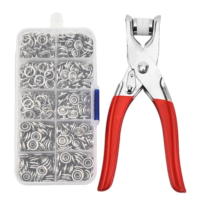 Set 100 Butoane metalice de cusut cu clesti, procesul de placare, pentru coasere si ambarcatiuni diy