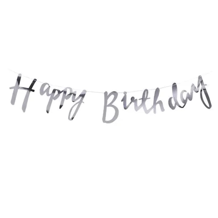 Ghirlanda decorativa Happy Birthday, Argintiu