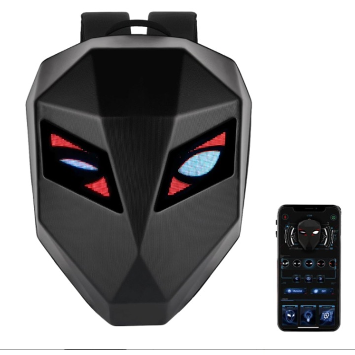 Раница за велосипедисти, Crelander, Персонализиран LED екран, Водоустойчив, Множество режими на показване, Удобни гъбени презрамки, Предпазни колани за гърдите и кръста, Светлоотразителни ленти, Просторно чекмедже 2 в 1