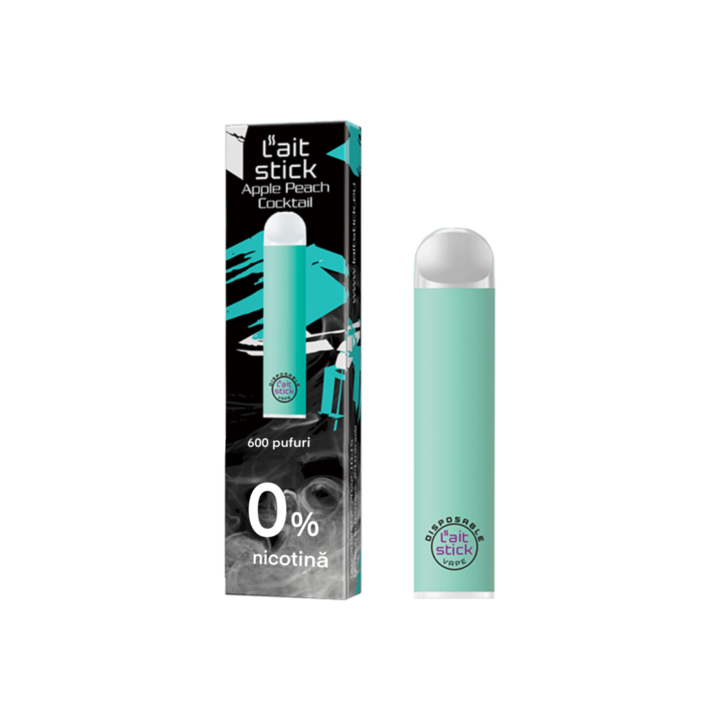 Tigara Electronica de Unica Folosinta, L''aitStick, Apple Peach Cocktail ZERO, 0% Nicotina, 600 Pufuri