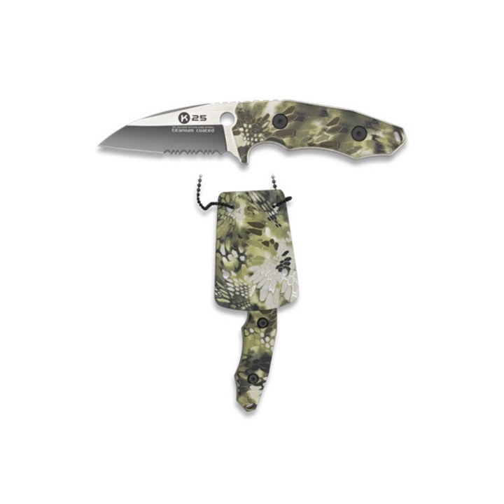 Cutit tactic K25, Inox, teaca Kydex, maner G10, 7.2 cm, Multicolor