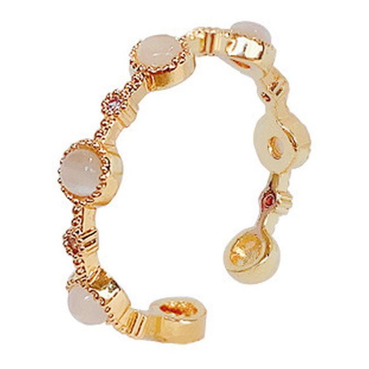 Inel ajustabil dama, Zirconiu, Auriu, Aliaj metalic