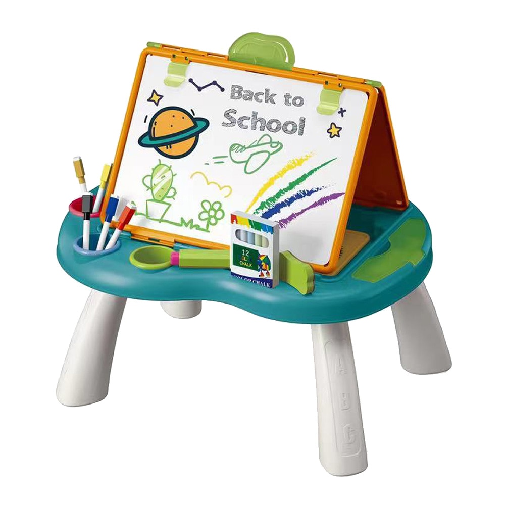 Tabla multifunctionala Mappy cu masuta inclusa, albastru/orange
