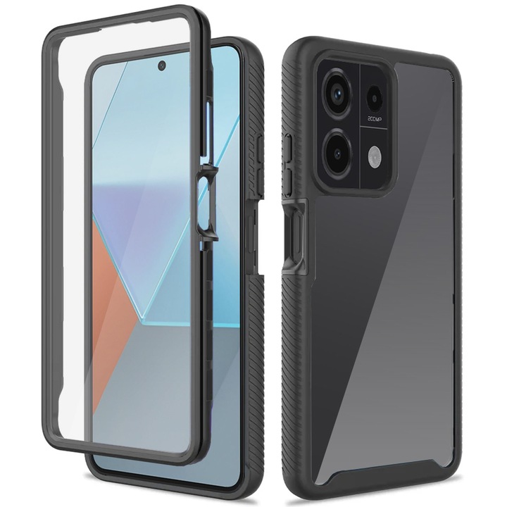 Techsuit Defense360 Pro tok + képernyővédő fólia - kompatibilis a Xiaomi Redmi Note 13 Pro 5G / Poco X6 Black telefonnal