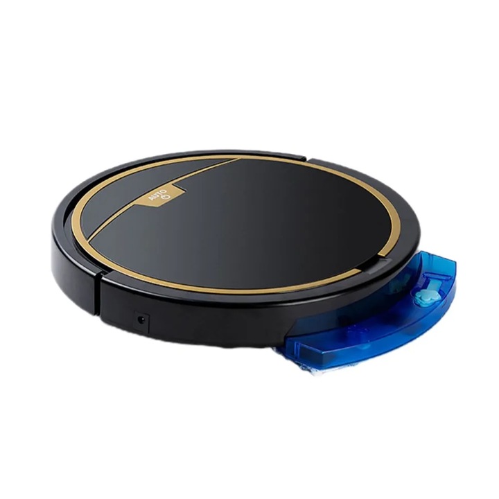 Robot de maturat cu rezervor de apa, 2 perii, 1 mop, matura, aspira si matura intr-unul singur, incarcare USB, functionare silentioasa, negru