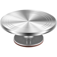 Suport rotativ pentru tort, Aurov®, Profesional, Picior antialunecare, Aluminiu, 30 cm, Argintiu