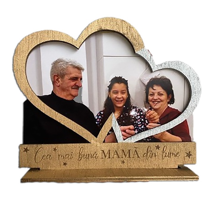 Rama foto inima 8 martie, "cea mai buma mama din lume", lemn, 16 cm, ArtemisGift