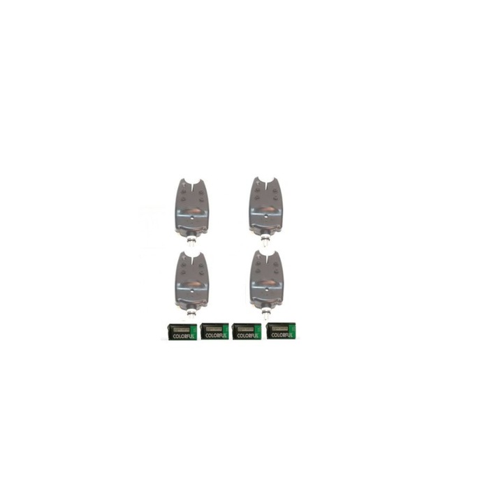 Set cu 4 avertizori/senzori pescuit cu baterii de 9v incluse