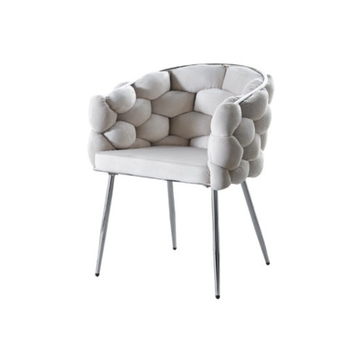 Scaun Living Tapitat KJC14, 67 x 60 x 80 cm, culoare bej