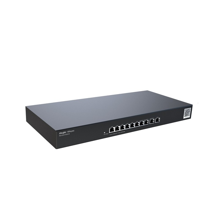 Ruijie Reyee Gigabit Router RG-EG310GH-E, 10 port, felhőkezelés, 1,5 Gbps, rackbe szerelhető 1U, fekete