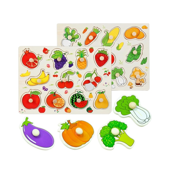 Комплект игра за интелигентност, Плодове и зеленчуци, Многоцветен, 3 години