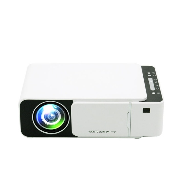 Видеопроектор, 100 ANSI лумена, Резолюция 800x400, Поддържа HDMI/SD/USB/35 мм аудио, LED+LCD технология, Преносим, Идеален за филми, презентации, домашни развлечения, черен