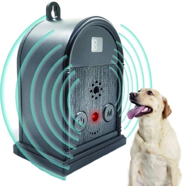 Dispozitiv Antilatrat cu Ultrasunete, control total al latratului de caine, 15m exterior si interior, Impermeabil, 4 Moduri Reglabile, Lumina LED