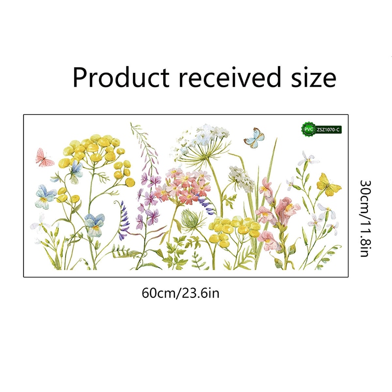 Sticker Decorativ Autoadeziv CCmax, Flori cu Fluturi, Verde cu imprimeu ...