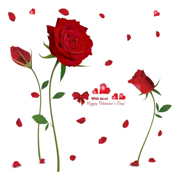 Sticker Decorativ Autoadeziv CCmax, Trei Trandafiri Rosii