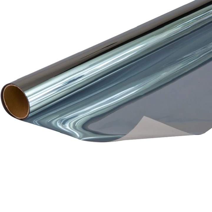 Folie Reflexiva pentru Geam cu Efect de Oglinda si Protectie UV Autoadeziva 60 x 300 cm Argintiu G Glixicom®