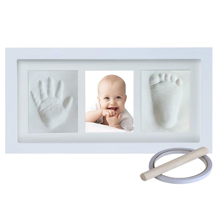 Комплект за бебешки отпечатъци, Rqiurpn, рамка за снимки, нетоксична глина, бяла