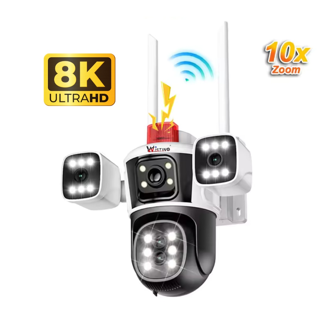 Camera de supraveghere WIFI 8K, 16MP, Zoom 10X, 4 lentile, Control