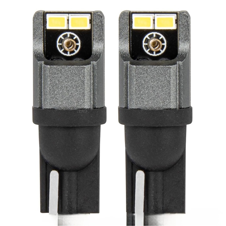 Set 2 becuri LED T10 W5W Canbus, 4SMD 3020, Pro Series, 12V, pentru lumini pozitii, portbagaj, plafoniera